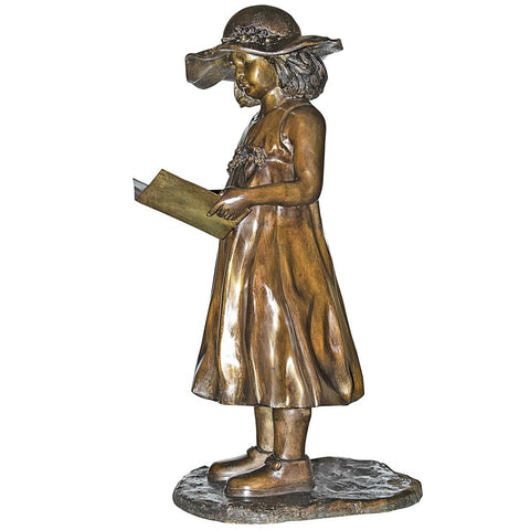 Beulahs Sundress Girl Reading Bronze