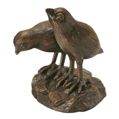 Twin Baby Quail Chicks Bronze Statue