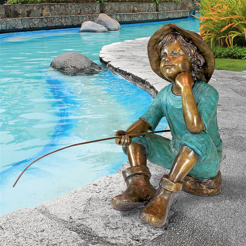 Fish Wish Fisherboy Bronze Statue