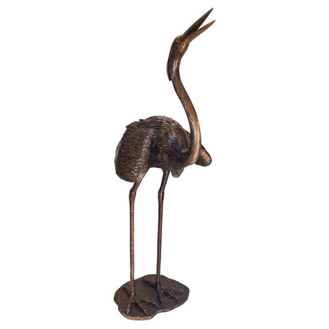 Grande Heron Head Low Bronze Statue