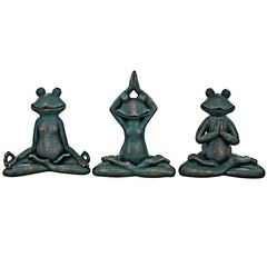 S/3 Yoga Frog Statues