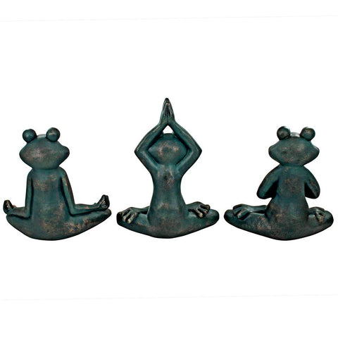 S/3 Yoga Frog Statues
