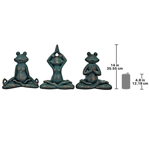 S/3 Yoga Frog Statues