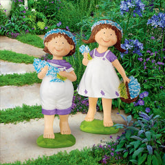 Set Of 2 Bluebonnet Twin Statues