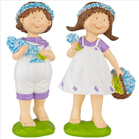 Set Of 2 Bluebonnet Twin Statues