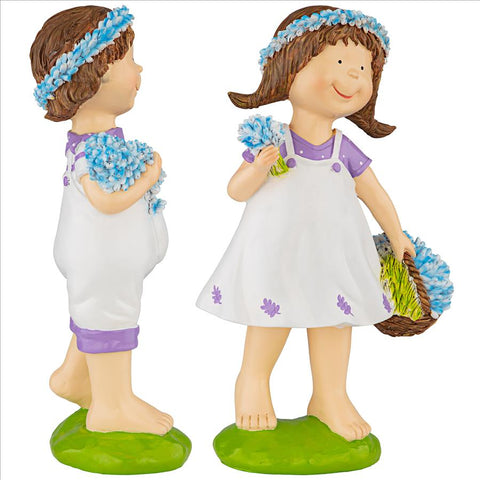 Set Of 2 Bluebonnet Twin Statues