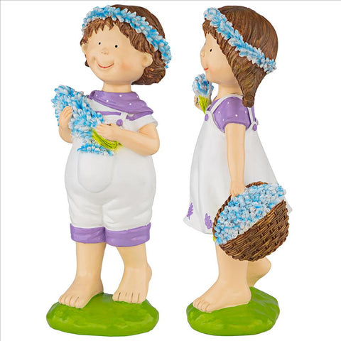 Set Of 2 Bluebonnet Twin Statues