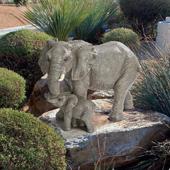 Mama And Baby Elephant Statue