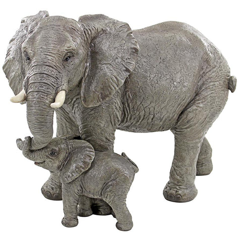 Mama And Baby Elephant Statue