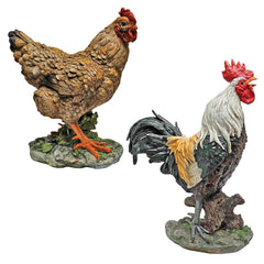 Set Of Henrietta Hen & Rooster Statues