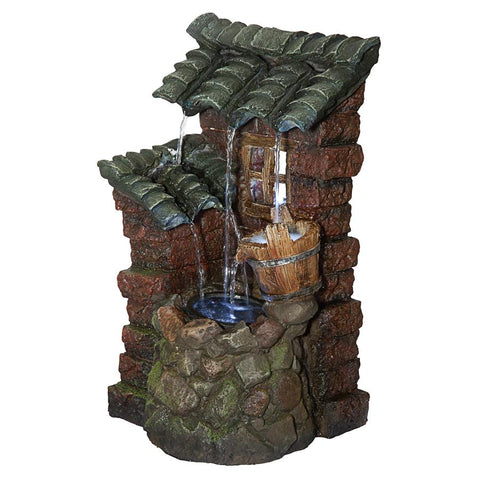 Cottage In The Forest Waterfall Fountain