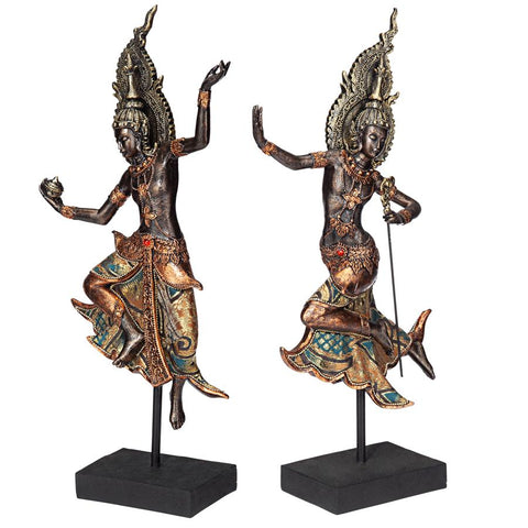 Set Of Two Thai Teppanon Temple Dancers