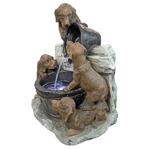 Puppy Pail Pour Garden Fountain