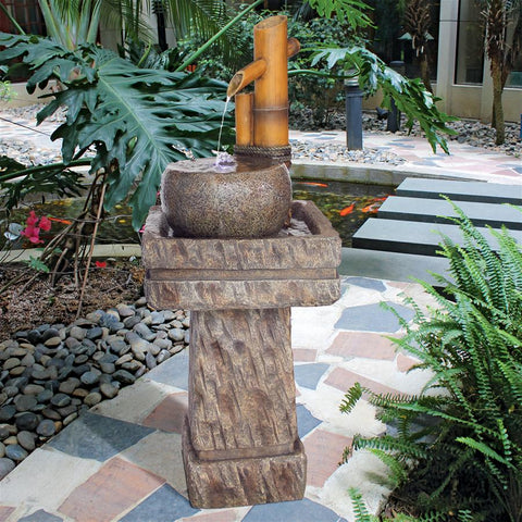 Bamboo Wellspring Pedestal Fountain