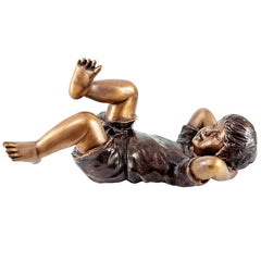 Lazy Days Resting Boy Spitter Bronze