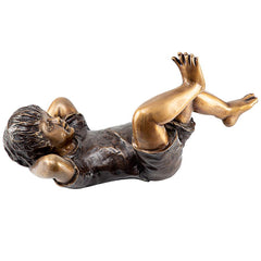 Lazy Days Resting Boy Spitter Bronze