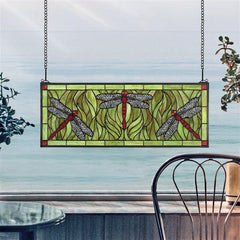 Emerald Green Dragonfly Stained Glass