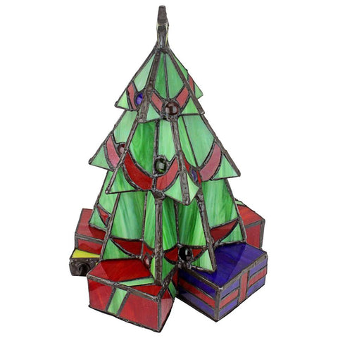 Small Xmas Tree Stained Glass Lamp