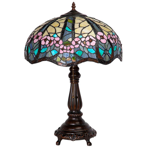 Pink Primrose Stained Glass Table Lamp