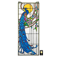 Peacocks Sunset Stained Glass Window