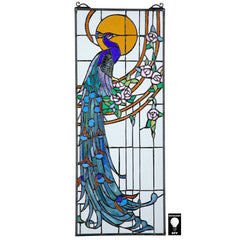 Peacocks Sunset Stained Glass Window