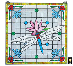 Dragonfly Pond Stained Glass Window