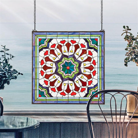Victorian Floral Stained Glass Window