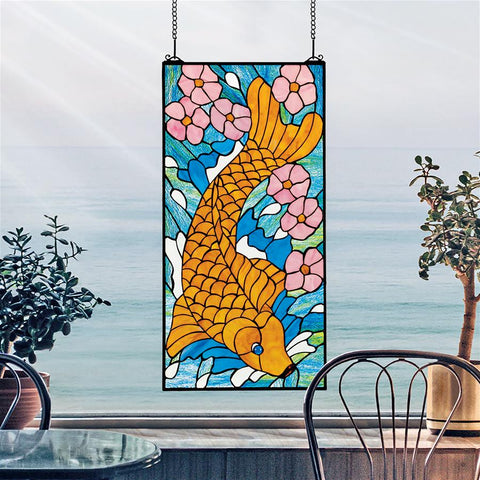 Asian Koi Stained Glass Window
