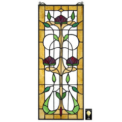 Ruskin Rose Three Flower Stained Glass