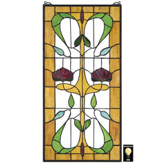 Ruskin Rose Two Flower Stained Glass