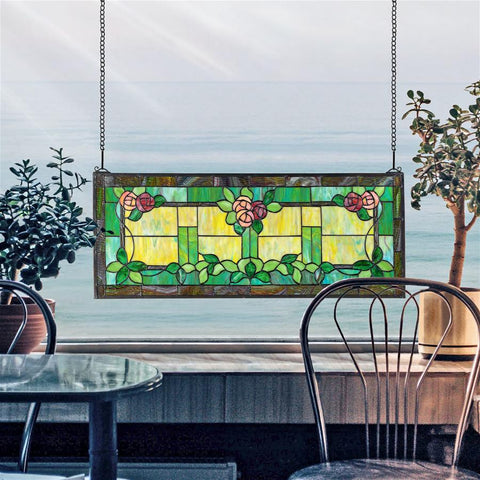 Rose Trellis Stained Glass Window