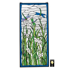 Dragonflies Dance Stained Glass Window