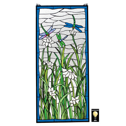 Dragonflies Dance Stained Glass Window