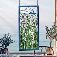 Dragonflies Dance Stained Glass Window