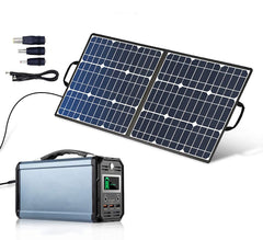 300W Solar Generator, FlashFish 60000mAh Portable Power Station Camping Generator with Portable Solar Panel and Charger