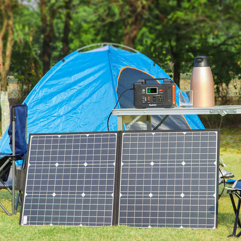 200W Portable Power Station, 40800mAh Solar Generator with 50W 18V Portable Solar Panel, Flashfish Foldable Solar Charger with 5V USB 18V DC Output - Sculptcha